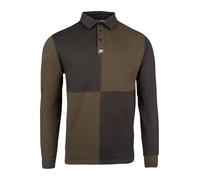 JACK PYKE Polo de rugby à manches longues pour homme - Polo en polycoton durable avec poignets côtelés - Design à quartiers et col boutonné pour sports de campagne, tir et tenue décontractée - Vert