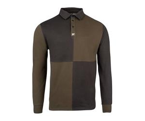 JACK PYKE Polo de rugby à manches longues pour homme - Polo en polycoton durable avec poignets côtelés - Design à quartiers et col boutonné pour sports de campagne, tir et tenue décontractée - Vert