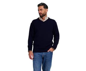 Jack Pyke - Pull Ashcombe - 100% Laine d'agneau - col V - Bleu Marine - 3XL