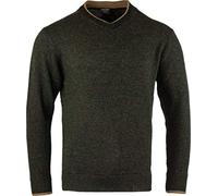 Jack Pyke - Pull Ashcombe - 100% Laine d'agneau - col V - Vert Olive foncé - M