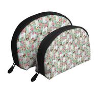 Jack Russel Terrier Floral, Trousse de Maquillage Coquille Femme Petit Porte-Monnaie Trousse de Toilette Trousse à cosmétiques 2 pièces