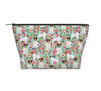 Jack Russel Terrier Floral, Trousse de Toilette Trousse de Maquillage Sac à cosmétiques Trousse de Toilette de Voyage Portable