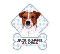 Jack Russel Terrier - Panneau pour Pare-Brise avec Ventouse- Mon Chien est à Bord. Plaque signalétique pour Tous Type véhicule. Chien à Bord, en Ballade, on Tour.