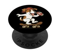 Jack Russel Terrier Patineur à roulettes - Chien Amusant Maman Papa PopSockets PopGrip Adhésif
