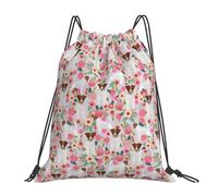 Jack Russell Flieder Vintage Blumenmuster Wasserabweisender Rucksack mit Kordelzug für Damen und Herren, Sport- und Fitnessstudio-Sackpack