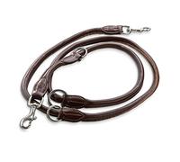 Jack & Russell Laisse en Cuir Dexter 2,0m - Chien Avec Mousqueton en Laiton - Réglable Multiple (Marron)