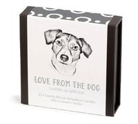 Jack Russell - Love from The Dog - Cotton & Grey - Lot de 12 bougies Twenty Minute avec support en céramique - Cire d'abeille - Sans gouttes