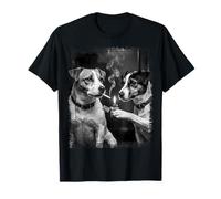 Jack Russell Smoking Dogs Edgy Noir Blanc Art T-Shirt