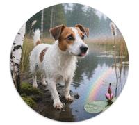Jack Russell Terrier 1000 Pièces Puzzle Animal de Compagnie Chien Puzzle Rond pour Adultes Et Enfants Classiques l'art De La Décoration Moderne Décompression 1000pcs (67.5x67.5cm)
