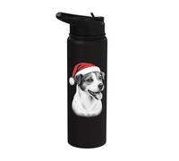 Jack Russell Terrier - Chien mignon avec bonnet de Noël rouge Stainless Steel Insulated Water Bottle