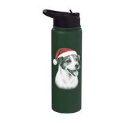 Jack Russell Terrier - Chien mignon avec bonnet de Noël rouge Stainless Steel Insulated Water Bottle