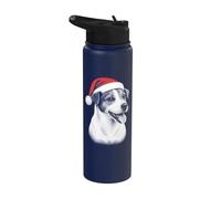 Jack Russell Terrier - Chien mignon avec bonnet de Noël rouge Stainless Steel Insulated Water Bottle