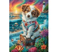 Jack Russell Terrier dans un décor tropical 300 Pièces Puzzle Adolescent En Carton Sans Déformation Animal sauvage et animal de compagnie Difficulté Moyenne Activité Éducative Cadeau Noël Pas Cher Pet