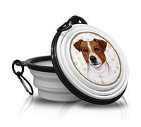 Jack Russell Terrier - Gamelle Pliable en Silicone Portable avec Mousqueton pour promenades et randonnées avec Vos Amis à Quatre Pattes. Pratique, légère, Pratique et Surtout Unique.