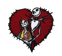 Jack & Sally Love Stitch Heart Iron On Patch Nightmare Before Christmas Applique
