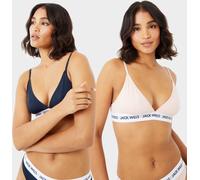 Jack Wills Biddstone Multipack Bralette 2 Pack Rose/Marine 14 (L) Female