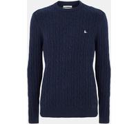 Jack Wills Marlow Merino Wool Blend Cable Knitted Jumper Men Marine 2XL Male