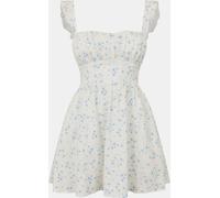 Jack Wills Patterned Tie Back Dress White/Blue Dits 6 (2XS) Female