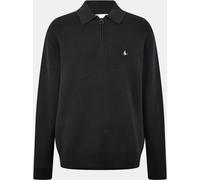 Jack Wills Quarter-Zip Rib Knitted Top Noir délavé L Male