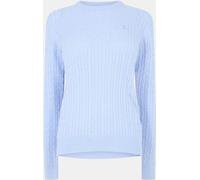 Jack Wills Tinsbury Merino Wool Blend Cable Knitted Jumper Women Bleu clair 16 (XL) Female