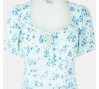 Jack Wills Women's Jw Keyhole Short-Sleeve Blouse Seaglass Ditsy 14 (L) Female