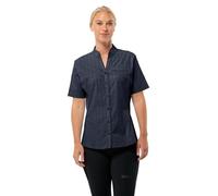 Jack Wolfskin Norbo S/S Shirt W Blouse, Bleu Nuit/Carreaux, L Femme