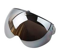 Jackallo Casque de Moto à Visage Ouvert Casque Rétro Universel à 3 Boutons-Pression Visière Coupe-Vent Bouclier Solaire Demi-Visage Casques de Moto Visière