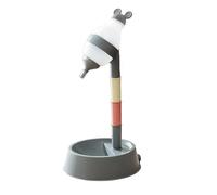 Jackanna Abreuvoir pour chien avec pied - Gamelle amovible pour caisse - Abreuvoir anti-gouttes pour animaux de compagnie - Abreuvoir réglable pour chenil (gris Knotty [modèle Mickey ])