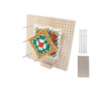 JACKANNA Accessoires pour planche de blocage Squares - Accessoires pour planche à crochet - Tendeur carré Granny avec 20 tiges en acier inoxydable et 5 aiguilles à gros chas