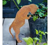 JACKANNA Décoration de jardin en métal rouillé - Écureuil courant élégant à vis en bois - Silhouette rouillée - Décoration de jardin - Art de jardin - Décoration de jardin - Sculpture animalière