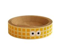 Jackanna Griffoir rond pour chat - Litière pour chat - Tout en un - Résistant à l'usure - Ne tombe pas - Papier ondulé extra large - Jouet pour animaux de compagnie (jaune à carreaux)