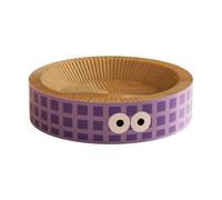 Jackanna Griffoir rond pour chat - Litière pour chat - Tout en un - Résistant à l'usure - Ne tombe pas - Papier ondulé extra large - Jouet pour animaux de compagnie (carreaux violets)