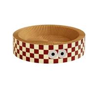 Jackanna Griffoir rond pour chat - Litière pour chat - Tout en un - Résistant à l'usure - Ne tombe pas - Papier ondulé extra large - Jouet pour animaux de compagnie (marron à carreaux)