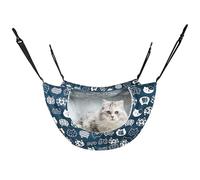 Jackanna Hamac suspendu pour chat, nid suspendu pour animaux de compagnie, laisse réglable et crochet en métal, balançoire double face pour chatons et lapins (chat bleu, L)