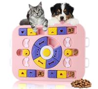 JACKANNA Jouet intelligent interactif pour chiens et chats - Puzzle Feeder avec planche à jouer, entraînement au QI et stimulation du cerveau, fonction anti-boulochage pour tous les âges (carrés roses