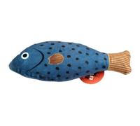 JACKANNA Jouet interactif en forme de poisson pour chat avec herbe à chat, jouet en peluche pour animaux de compagnie, jouet pour faire ses dents et lutter contre l'ennui (rosette bleu étoilé)