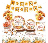 JACKANNA Kit de fête d'Halloween 148 pièces - Assiettes d'Halloween effrayantes - Avec vaisselle de fête, bannière, nappe, assiettes, gobelets, serviettes et sac cadeau - Décoration pour et fête (A)