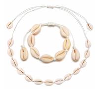 JACKANNA Lot de 2 colliers en coquillage - Collier en coquillage naturel - Collier en coquillage - Bracelet bohème, Nicht haben, Acier allié, Ne pas avoir