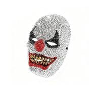 JACKANNA Masque d'Halloween en strass - Tête de mort - Costume d'Halloween scintillant - Accessoire de style punk - Costume de Joker - Décoration pour carnaval et cosplay - Fête à thème avec diamants