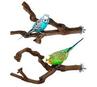 Jackanna Parrot Bird Standing Pole, Log Apple Grape Wood Standing Stick, Bird Claw Sharpening Perch Stand, Bird Cage Accessory for Cone-Tailed Parrotlet Exercise Training (Kombi 2, 2,5 x 25 cm)