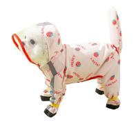 Jackanna Tout compris Chiot Chien Pluie Quatre Pieds Imperméable Teddy Bichon Animal de Compagnie Petit Chien Sale Vêtements de Pluie avec Pieds Manteau de Pluie (Rose Fraise Imperméable, S)