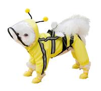 Jackanna Tout compris Chiot Chien Pluie Quatre Pieds Imperméable Teddy Bichon Animal de Compagnie Petit Chien Sale Vêtements de Pluie avec Pieds Manteau de Pluie (Jaune, S)