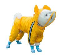 Jackanna Tout compris Chiot Chien Pluie Quatre Pieds Imperméable Teddy Bichon Animal de Compagnie Petit Chien Sale Vêtements de Pluie avec Pieds Manteau de Pluie (Ours Jaune, L)