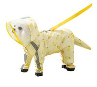 Jackanna Tout compris Chiot Chien Pluie Quatre Pieds Imperméable Teddy Bichon Animal de Compagnie Petit Chien Sale Vêtements de Pluie avec Pieds Manteau de Pluie (Imperméable Ananas Jaune, L)