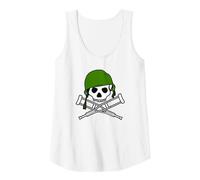 Jackass Military Helmet Skull & Crossbones Logo Débardeur, Femme, Blanc, XXL