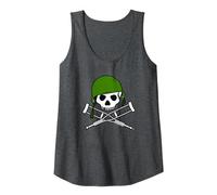Jackass Military Helmet Skull & Crossbones Logo Débardeur, Femme, Chiné Foncé, XXL