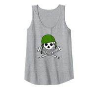 Jackass Military Helmet Skull & Crossbones Logo Débardeur, Femme, Gris Chiné, M