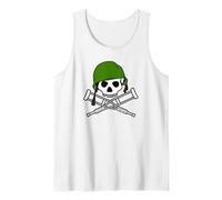 Jackass Military Helmet Skull & Crossbones Logo Débardeur, Homme, Blanc, XXL