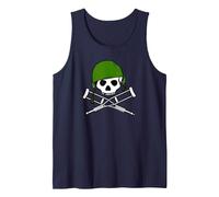 Jackass Military Helmet Skull & Crossbones Logo Débardeur, Homme, Bleu Marine, M
