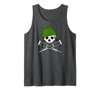 Jackass Military Helmet Skull & Crossbones Logo Débardeur, Homme, Chiné Foncé, XXL